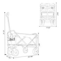 FURNIinspire Outdoor Serving Carts Foldable Wagon Cart Beach Wagon Utility Wagon Grocery Cart 3pcs Plastic Liner Cover, Green, 25.98"*17.32"*37.4" -HV GUEST 29793a55 85ab 4e82 a545 91a6578c0a8a 5