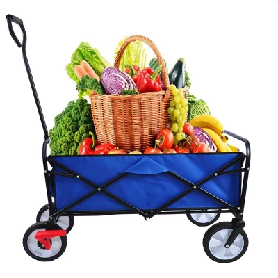 FURNIinspire Wheelbarrows And Lawn Carts Folding Wagon Cart, Collapsible Garden, Beach And Shopping Utility Cart With Handle, Blue, 41“*21"*46" 5 FURNIinspire Wheelbarrows And Lawn Carts Folding Wagon Cart, Collapsible Garden, Beach And Shopping Utility Cart With Handle, Blue, 41“*21"*46" - Image 3