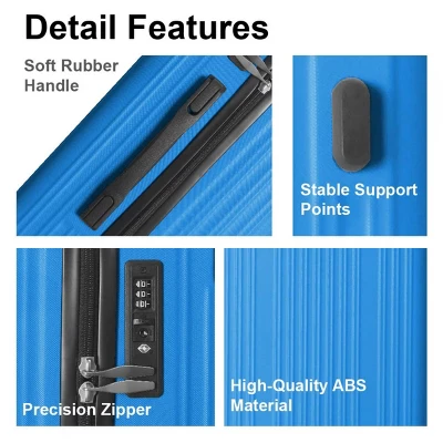 FURNIinspire Bag And Luggage Sets 3 Piece Rolling Luggage, Hard Shell Travel Suitcases Set With Wheels Telescopic Handle, Blue, 21.06"*11.42"*30.12" 6 FURNIinspire Bag And Luggage Sets 3 Piece Rolling Luggage, Hard Shell Travel Suitcases Set With Wheels Telescopic Handle, Blue, 21.06"*11.42"*30.12" - Image 4