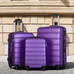 FURNIinspire Bag And Luggage Sets 3 Piece Luggage Set Spinner Suitcase With TSA Lock, Travel Options For Family Travel, Purple, 20" 24' 28" -HV GUEST 2c15d377 f152 43af 9410 c3edc918a1fc