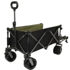 FURNIinspire Outdoor Serving Carts Collapsible Folding Wagon 400L Extra Collapsible Wagon With Tailgate Beach Wagon Cart, Black, 49.02"*22.05"*35.04"