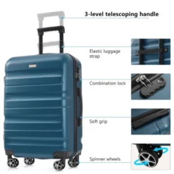 FURNIinspire Bag And Luggage Sets 6 Piece Luggage Set, Lightweight Carry On Luggage Suitcases With Wheels For Travel Business, Blue, 11.8"*19.7"*30.3" -HV GUEST 2ee3532c a628 470b be06 372263e75712