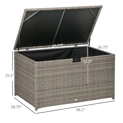 FURNIinspire Utility Storage Cabinet 113 Gallon Deck Box Rattan Outdoor Storage Box Waterproof Storage Container For Indoor, Grey, 47.2"*6.70"*30.7" 2 FURNIinspire Utility Storage Cabinet 113 Gallon Deck Box Rattan Outdoor Storage Box Waterproof Storage Container For Indoor, Grey, 47.2"*6.70"*30.7"