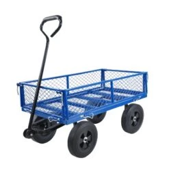 FURNIinspire Wheelbarrows And Lawn Carts Garden Utility Cart Wagon, Foldable Steel Transport Cart For Firewood, Yard Work, Blue, 37“*19"*40" -HV GUEST 35d0cc4d 30c8 4889 abcf e61bb3702c0c