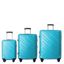 FURNIinspire Bag And Luggage Sets 3 Piece Textured Travel Luggage, Hard Suitcase Set With Wheels, Scratch-Resistant, Peacock Blue, 21.65"*13.19"*31.1" -HV GUEST 36211b2d 5d4b 4d5c 83f4 75a06c4acffc