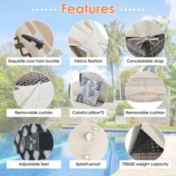 FURNIinspire Patio Chaise Lounges Patio Daybed With Cushions And Tent, Wicker Sunbed For Backyard, Garden, Brown And Beige, 72.4“*90.5"*102.4" -HV GUEST 3b1e6115 9831 4d5a 8f3b a43f25046341