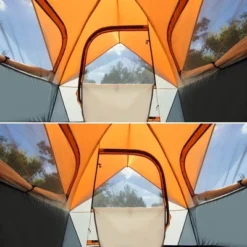 FURNIinspire Camping Tents Family Camping Tent, Outdoor Double Layers Waterproof Tent With Rainproof Top And Mesh Windows, Orange, 78.7"*78.7"*53.1" -HV GUEST 3b7f3e1e 33c9 4795 a121 995db1a718e9