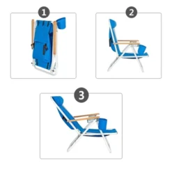 FURNIinspire Outdoor Portable Chair Adjustable Headrest For Comfortable Outdoor Relaxation, Blue, 30"*23"*25" -HV GUEST 3ce9e0a8 2972 4869 9299 be5b1488657a