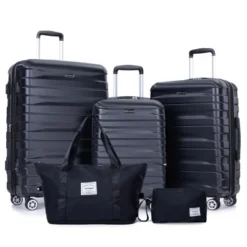 FURNIinspire Bag And Luggage Sets 5 Piece Expandable Hard Shell Suitcase Set Stylish Rolling Travel Luggage For Family, Black, 20.28"*11.42"*30.31" -HV GUEST 3ec7357a 5602 4fa7 9714 173010d8ac38