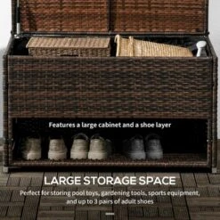 FURNIinspire Utility Storage Cabinet Outdoor Deck Box Shoe Storage PE Rattan Wicker Towel Rack With Liner Cushions, Brown, 39.80"*5.90"*25.00" 9 FURNIinspire Utility Storage Cabinet Outdoor Deck Box Shoe Storage PE Rattan Wicker Towel Rack With Liner Cushions, Brown, 39.80"*5.90"*25.00" -HV GUEST 3f6798f9 bd6a 4834 9f23 5013c3b4e7fa