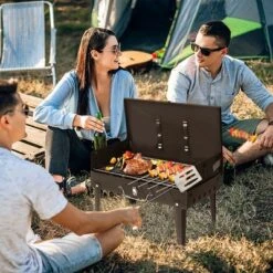 FURNIinspire Outdoor Grills, Griddles And Smokers Professional Square Charcoal Grill, Heavy Duty Portable BBQ System Patio, Black, 17.9"*12.79"*3.15" -HV GUEST 3f92a257 3d0b 440e a8a8 56e71cb67a73