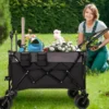 FURNIinspire Outdoor Serving Carts Multi Functional Push Pull Folding Wagon Cart With Rotating Handle All-Terrain Wheele, Black, 48.43"*22.83"*43.7" -HV GUEST 3ff18634 f16c 499e bc08 d88d4fd868ef