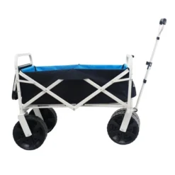FURNIinspire Wheelbarrows And Lawn Carts Folding Wagon Garden Cart, Multi Function Garden Cart For Carrying, Black And Blue, 47“*20"*43" -HV GUEST 4022570b b55d 4ad4 b168 3c430fe2baf0