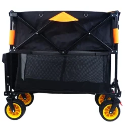 Furniinspire Wheelbarrows And Lawn Carts Big Large Capacity Folding Cart, Extra Long Extender Wagon Cart, Black And Orange, 53“*20"*51" -HV GUEST 42117dc5 5657 44e1 9b96 05536f309fbe