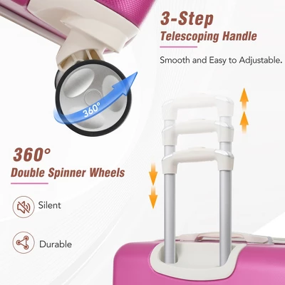 FURNIinspire Bag And Luggage Sets Luggage Sets 3 Pieces Luggage And Cosmetic Case Spinner Suitcase With TSA Lock Lightweight, Pink, 20" 24"" 5 FURNIinspire Bag And Luggage Sets Luggage Sets 3 Pieces Luggage And Cosmetic Case Spinner Suitcase With TSA Lock Lightweight, Pink, 20" 24"" - Image 3