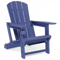 FURNIinspire Patio Accent Chairs Outdoor Folding Chairs Adirondack Chair, Portable Chair With Handles For Backyard, Navy Blue, 31.4"*29.6"*36.4"