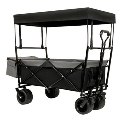FURNIinspire Outdoor Serving Carts 480Lbs Collapsible Wagon With Canopy Lightweight Foldable Wagon With Mosquito Net, Black, 45.28"*22.83"*38.78" 7 FURNIinspire Outdoor Serving Carts 480Lbs Collapsible Wagon With Canopy Lightweight Foldable Wagon With Mosquito Net, Black, 45.28"*22.83"*38.78" - Image 5