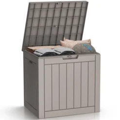 FURNIinspire Deck Boxes Outdoor Storage Box, 30 Gallon Deck Box, Weather-Resistant Deck Box Indoor And Outdoor Use, Light Brown, 17“*22”*21“ -HV GUEST 458b7d30 5b76 49ae 9fad 9de5da890a00