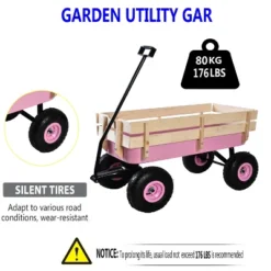 FURNIinspire Wheelbarrows And Lawn Carts Outdoor Wagon Pulling Air Tires Garden Cart, Lawn Cart With Pull Handle, Pink, 39“*19"*20" 9 FURNIinspire Wheelbarrows And Lawn Carts Outdoor Wagon Pulling Air Tires Garden Cart, Lawn Cart With Pull Handle, Pink, 39“*19"*20" -HV GUEST 46619bac a0fd 430d 9977 f0ded79d5f47