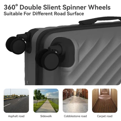 FURNIinspire Bag And Luggage Sets 3 Piece Rolling Luggage Travel Suitcase Set, Lightweight Durable Suitcases With Wheels, Grey, 21.06"*11.81"*30.31" 6 FURNIinspire Bag And Luggage Sets 3 Piece Rolling Luggage Travel Suitcase Set, Lightweight Durable Suitcases With Wheels, Grey, 21.06"*11.81"*30.31" - Image 4