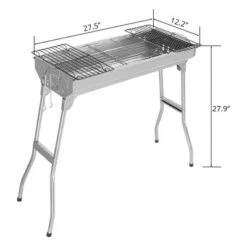 FURNIinspire Outdoor Grills, Griddles And Smokers Backyard And Camping Portable Grill, Suitable For Family Outdoor Barbecue, Silver, 28.74"*13"*7.28"