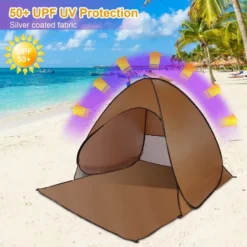 FURNIinspire Camping Tents Pop Up Beach Tent Sun Shade Shelter For Outdoor Beach Camping, Waterproof Tent Canopy, Brown, 64.96"*59.06"*43.3" -HV GUEST 4a046774 5e0c 4c02 bece 0ae79e662666