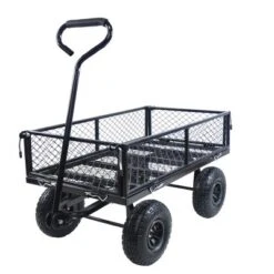 FURNIinspire Wheelbarrows And Lawn Carts Outdoor Steel Frame Wagon Cart Garden Cart, Ideal For Firewood And Yard Debris, Black, 40“*19"*40" -HV GUEST 4a1b60af 7bfa 4a05 8958 d2d2a4d2f419
