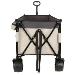FURNIinspire Outdoor Serving Carts Heavy Duty Foldable Utility Wagon 480lbs Capacity Patented Ultra-Stable Frame, Khaki, 50.39"*25.98"*44.88" -HV GUEST 4bde1902 baf7 43b7 a95f 3b93fb40e176