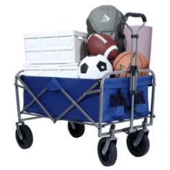 FURNIinspire Outdoor Serving Carts Collapsible Folding Wagon 300L Collapsible Wagon With Tailgate All-Terrain Wheels, Blue, 35.43"*21.85"*39.17" -HV GUEST 4caf06d4 d252 4b59 afee afb7ce7ac397