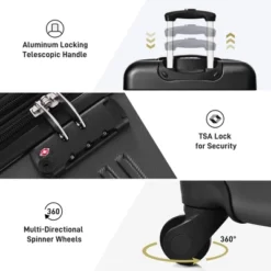 FURNIinspire Bag And Luggage Sets 3 Piece Luggage Set Spinner Suitcase With TSA Lock, Travel Options For Family Travel, Black, 20" 24' 28" 10 FURNIinspire Bag And Luggage Sets 3 Piece Luggage Set Spinner Suitcase With TSA Lock, Travel Options For Family Travel, Black, 20" 24' 28" -HV GUEST 4ce05ae4 2fe0 4226 af0f 473d167f886b