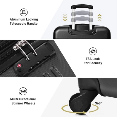 FURNIinspire Bag And Luggage Sets 3 Piece Luggage Set Spinner Suitcase With TSA Lock, Travel Options For Family Travel, Black, 20" 24' 28" 6 FURNIinspire Bag And Luggage Sets 3 Piece Luggage Set Spinner Suitcase With TSA Lock, Travel Options For Family Travel, Black, 20" 24' 28" - Image 4
