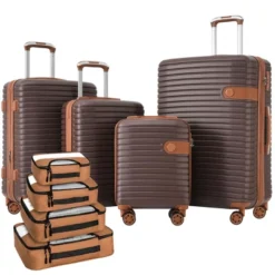 FURNIinspire Bag And Luggage Sets 4 Piece Luggage Set, Carry On Luggage Suitcase With 4 Packing Cubes, Travel Luggage, Brown, 16.69"*12.4"*29.72" -HV GUEST 507d5c35 7f65 4548 98ef e43e568f9c1f
