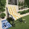 FURNIinspire Outdoor Seat Cushions 2 Pcs Set High Back Patio Chair Cushions, Yellow And White Stripes Seat Cushion, Multicolored, 44"*22"*4" -HV GUEST 50899df5 f2dc 42c1 8158 de99dae09348