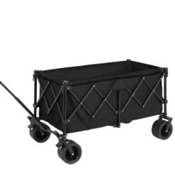FURNIinspire Wheelbarrows And Lawn Carts Beach Wagon Lawn Cart Garden Cart, Heavy Duty Folding Utility Yard Cart, Black, 20.87"*42.91"*32.68" -HV GUEST 50aa40df 8669 455d 923a 5e6b68a224a1