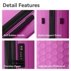 FURNIinspire Bag And Luggage Sets 3 Piece Travel Luggage With Rolling Wheels, Lightweight Hard Shell Suitcase Set, Pink, 20.08"*11.81"*30.12" -HV GUEST 51dd404a 5864 4952 917e 5e9cabce6240