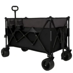 FURNIinspire Outdoor Serving Carts Extra 480lbs Large Tall Heavy-Duty Folding Wagon Cart All-Terrain Wheels Side Pockets, Black, 41.34"*25.2"*44.17" -HV GUEST 528e11d2 4a9d 44bd a6a6 2c53f18f6445