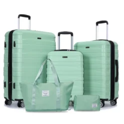FURNIinspire Bag And Luggage Sets 5 Piece Expandable Hard Shell Suitcase Set Stylish Rolling Travel Luggage For Family, Green, 20.28"*11.42"*30.31" -HV GUEST 5427bfc4 a6fb 43a3 ad51 245074d7a595