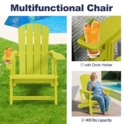 FURNIinspire Patio Accent Chairs Outdoor Folding Chairs Adirondack Chair, Portable Chair With Handles For Beach, Backyard, Yellow, 31.4"*29.6"*36.4" -HV GUEST 54b013d4 fcfa 4ad8 9a90 0084bab2e6ca