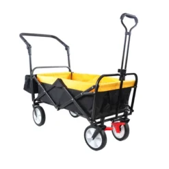 FURNIinspire Wheelbarrows And Lawn Carts Folding Wagon Cart, Collapsible Outdoor Utility Cart With Handle, Yellow, 53.5“*47"*42.52" -HV GUEST 562e2a47 45c5 4622 9f56 55719b355f80