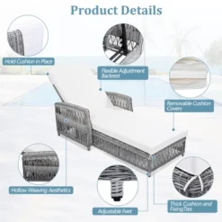 FURNIinspire Patio Accent Chairs, Outdoor Patio Single Sofa With Cushions, All Weather Rattan Chairs For Garden Backyard, White, 61.02"*25.6"*37.4" -HV GUEST 566de8fc 2ffe 4e5d b48e aa1cd8a83d6b