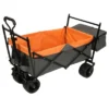 FURNIinspire Outdoor Serving Carts 480Lbs Collapsible Wagon With Canopy Lightweight Foldable Wagon With Mosquito Net, Orange, 45.28"*22.83"*38.78"