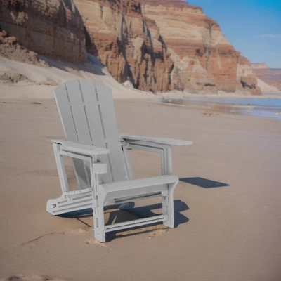 FURNIinspire Patio Accent Chairs Outdoor Folding Chairs Adirondack Chair, Portable Chair With Handles For Beach, Backyard, Gray, 31.4"*29.6"*36.4" 7 FURNIinspire Patio Accent Chairs Outdoor Folding Chairs Adirondack Chair, Portable Chair With Handles For Beach, Backyard, Gray, 31.4"*29.6"*36.4" - Image 5
