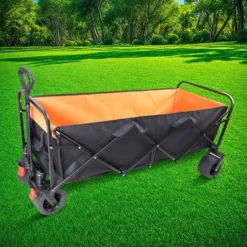 FURNIinspire Wheelbarrows And Lawn Carts Large Capacity Folding Cart, Lawn Cart For Picnic, Shopping, Black And Orange, 53“*21"*41" -HV GUEST 57589d53 817f 408a ad02 443fa98f5dc6