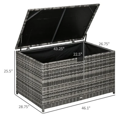 FURNIinspire Utility Storage Cabinet 113 Gallon Deck Box Rattan Outdoor Storage Box Waterproof Storage Container, Dark Grey, 47.20"*6.70"*30.70" 3 FURNIinspire Utility Storage Cabinet 113 Gallon Deck Box Rattan Outdoor Storage Box Waterproof Storage Container, Dark Grey, 47.20"*6.70"*30.70"