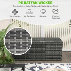 FURNIinspire Utility Storage Cabinet 175 Gallon Outdoor Storage Box With Inner Liner PE Rattan Wicker Deck Box, Grey, 29.90"*13.80"*24.80" 10 FURNIinspire Utility Storage Cabinet 175 Gallon Outdoor Storage Box With Inner Liner PE Rattan Wicker Deck Box, Grey, 29.90"*13.80"*24.80" -HV GUEST 592c7fca 3596 4261 aa2b d2e4a93f1936