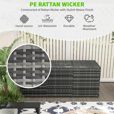 FURNIinspire Utility Storage Cabinet 175 Gallon Outdoor Storage Box With Inner Liner PE Rattan Wicker Deck Box, Grey, 29.90"*13.80"*24.80" 6 FURNIinspire Utility Storage Cabinet 175 Gallon Outdoor Storage Box With Inner Liner PE Rattan Wicker Deck Box, Grey, 29.90"*13.80"*24.80" - Image 4