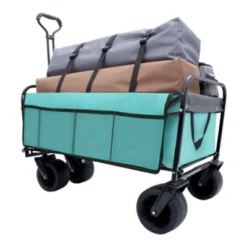 FURNIinspire Outdoor Serving Carts 440lbs Collapsible Foldable Wagon Cart With Strapping System For Camping Sports, Blue, 35.04"*22.44"*38.58" -HV GUEST 5b9b1e1c bca4 4e11 9260 cae220c8e691