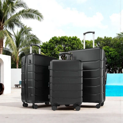 FURNIinspire Luggage 3packs Luggage Set, 20-28 Inch Luggage Expandable Hardside Suitcase, ABS Durable Lightweight Travel Luggage With TSA Lock, Black 3 FURNIinspire Luggage 3packs Luggage Set, 20-28 Inch Luggage Expandable Hardside Suitcase, ABS Durable Lightweight Travel Luggage With TSA Lock, Black