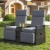 FURNIinspire Patio Accent Chairs, All Weather Outdoor Patio Chairs High Back Couch With Premium Cushions For Garden Backyard, Gray, 47.6"*23.6"*46.1" -HV GUEST 6131c63d 727d 4d8d a9df 9fa42e5a2535