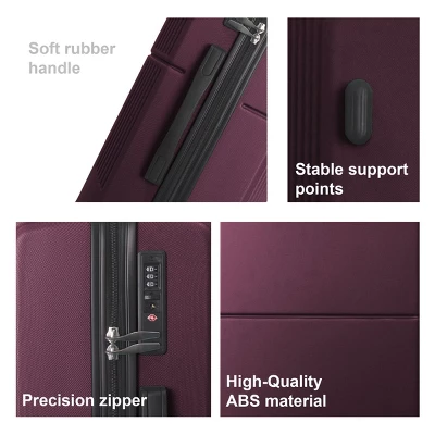 FURNIinspire Bag And Luggage Sets 3 Piece Rolling Luggage, Travel Hard Suitcase With Wheels, Stylish Suitcase Set, Purple, 21.06"*11.81"*30.31" 6 FURNIinspire Bag And Luggage Sets 3 Piece Rolling Luggage, Travel Hard Suitcase With Wheels, Stylish Suitcase Set, Purple, 21.06"*11.81"*30.31" - Image 4